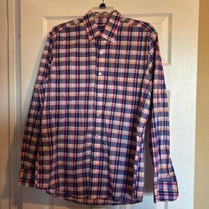 Club Room men’s pink plaid long sleeves button down shirt size medium